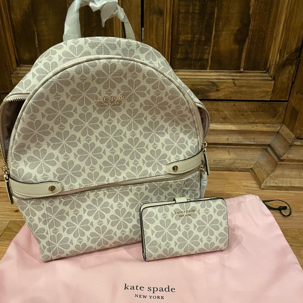 kate spade flower medium backpack and wallet, NEW WITH TAGS!